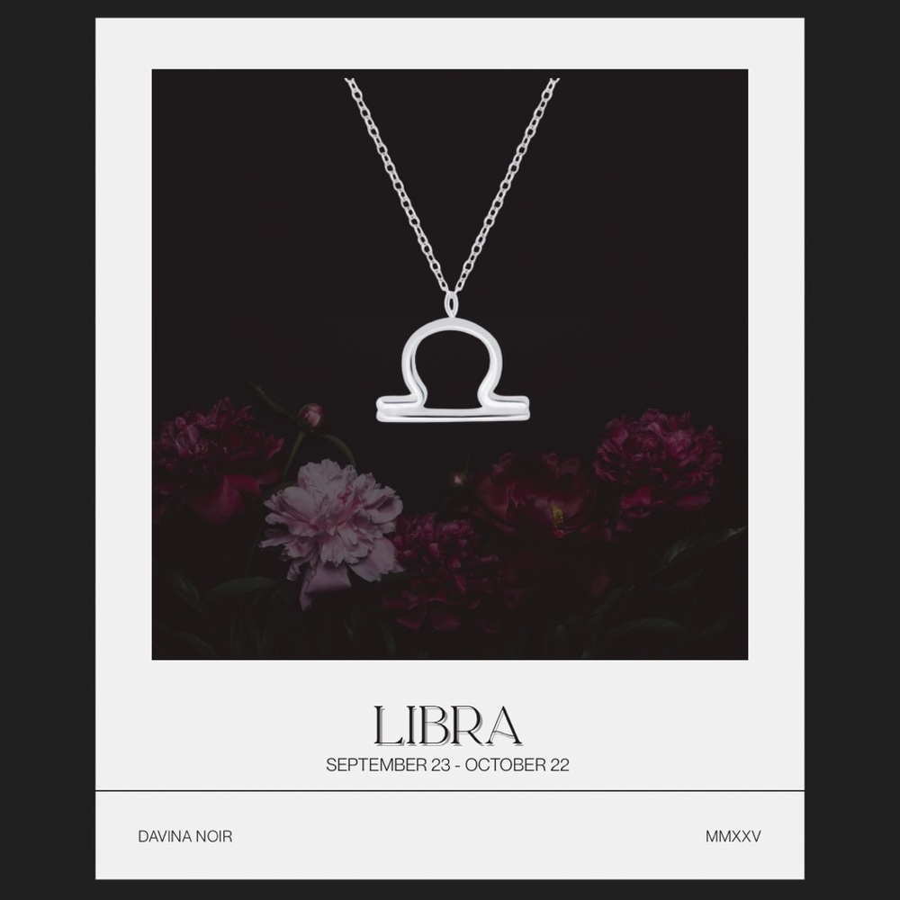 Libra Zodiac 925 Sterling Silver Tiny Necklace